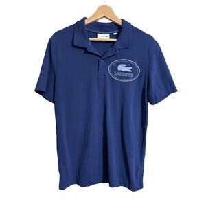 Lacoste Slim Fit Navy Blue Polo Large Logo Medium